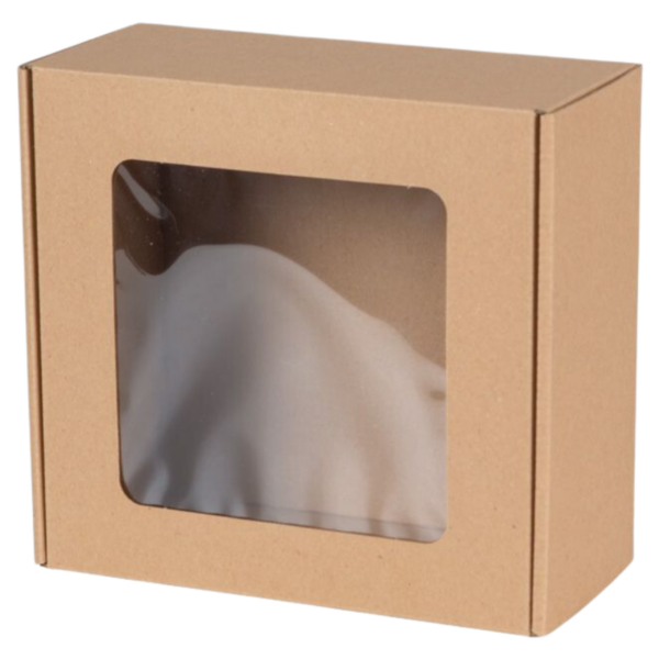 Pudełko prezentowe z okienkiem 20 × 20 × 10 cm | Brązowe | 1 szt.