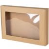 1 Pudełko prezentowe z okienkiem 35 × 25 × 5 cm | Brązowe | 1 szt.