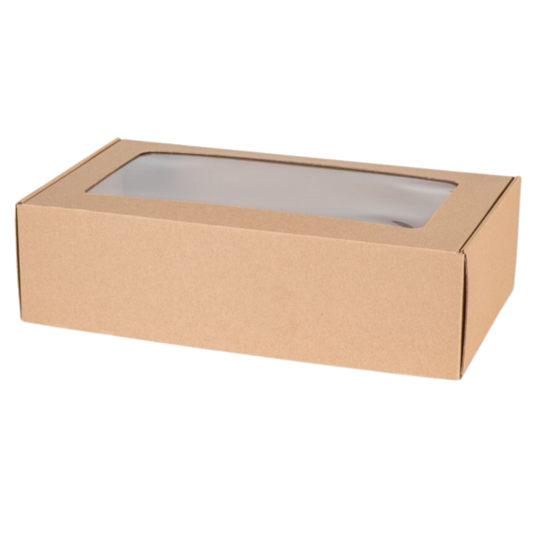 1 Pudełko prezentowe z okienkiem 35 × 20 × 10 cm | Brązowe | 1 szt.