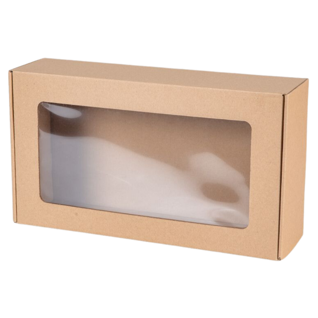Pudełko prezentowe z okienkiem 35 × 20 × 10 cm | Brązowe | 1 szt.
