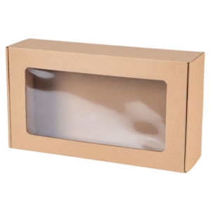 Pudełko prezentowe z okienkiem 35 × 20 × 10 cm | Brązowe | 1 szt.