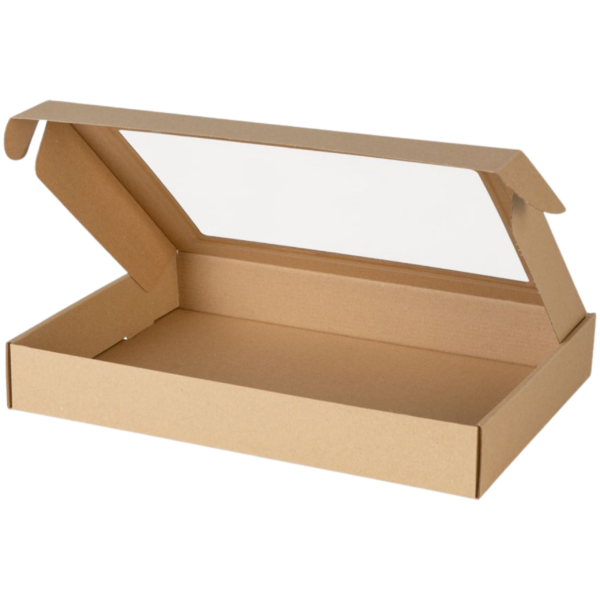 3 Pudełko prezentowe z okienkiem 35 × 25 × 5 cm | Brązowe | 1 szt.