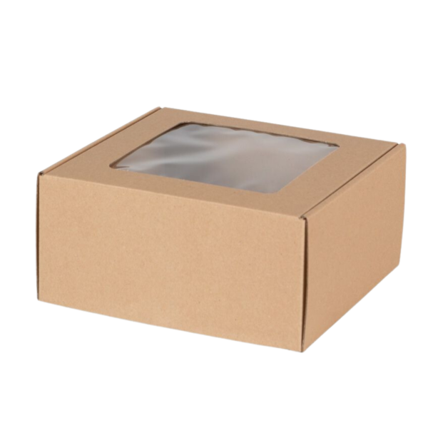Pudełko prezentowe z okienkiem 20 × 20 × 10 cm | Brązowe | 1 szt.