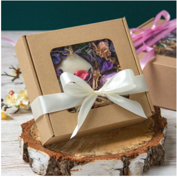 Pudełko prezentowe z okienkiem 15 × 15 × 5 cm | Brązowe | 1 szt.