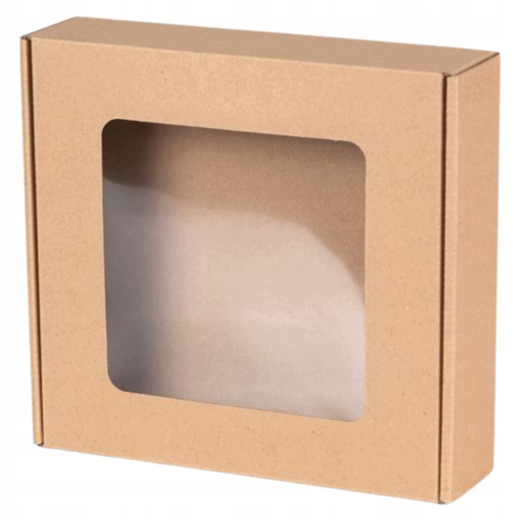 Pudełko prezentowe z okienkiem 11 × 11 × 2 cm | Naturalne | 1 szt.